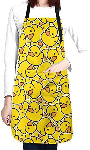 wodealmug Women Duck Animal Apron Adjustable Neck Kitchen Bib Cook Apron with Pocket for Cooking Baking Gardening