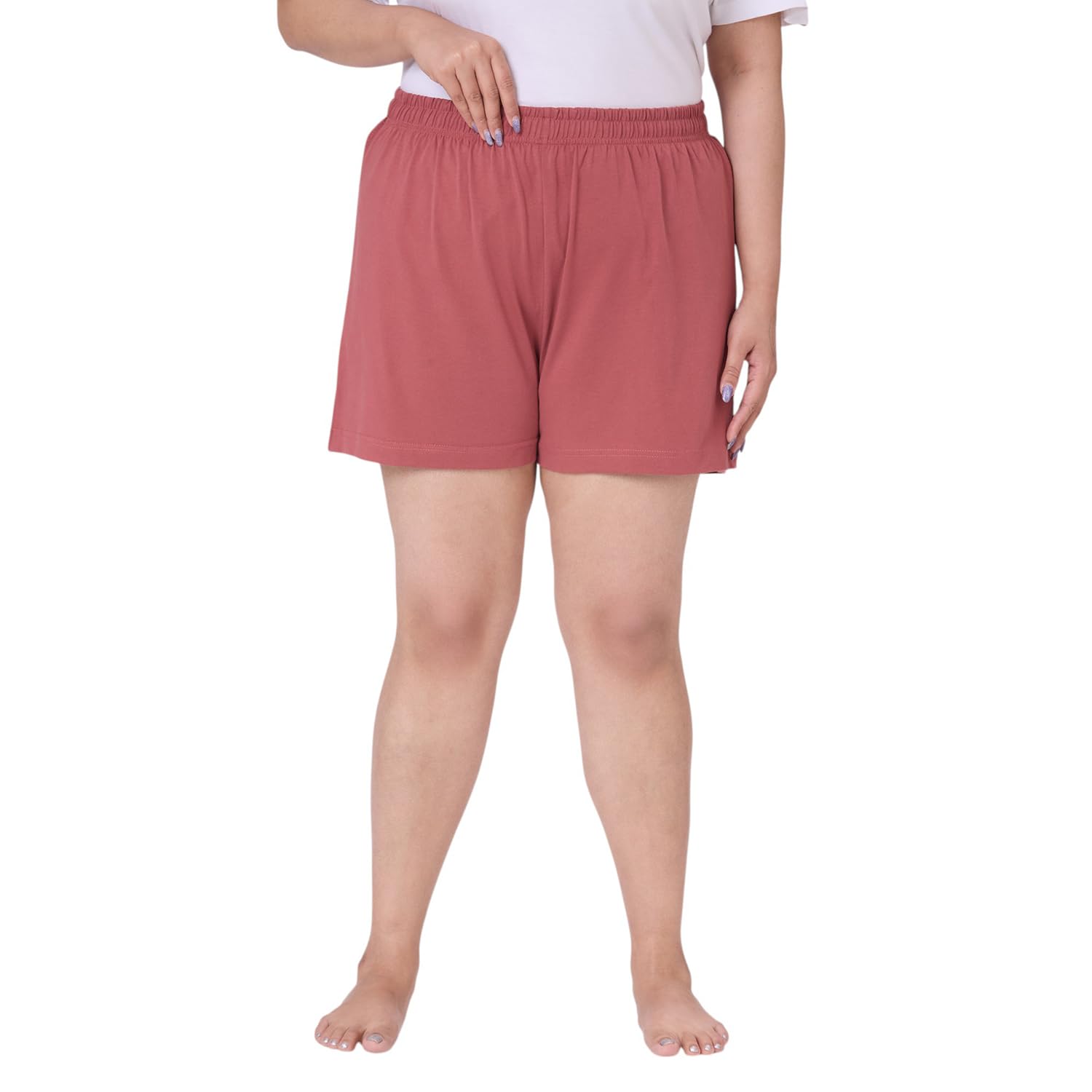 vaishvik Women Plus Size Hot Pant Cotton Shorts Dark Pink-picture-24