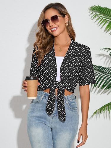 Image of Heymoments Women's Lightweight Open Front Cardigans Short Sleeve Casual Soft Knit Cardigan Sweaters with Pocket S-2XL