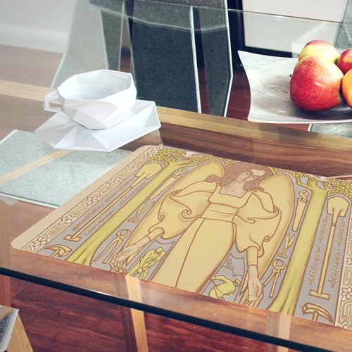 Sets de table en liège souple anti rayure grand format 4 napperons ange décoratifs - 6