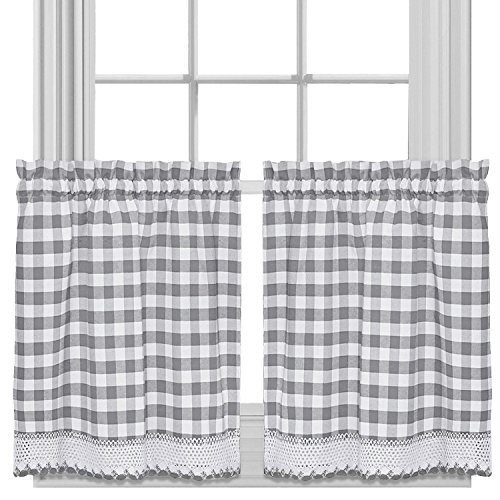 Image of Sweet Home Collection Treatment Kitchen Window Curtain Panel, 36 inch, Gray