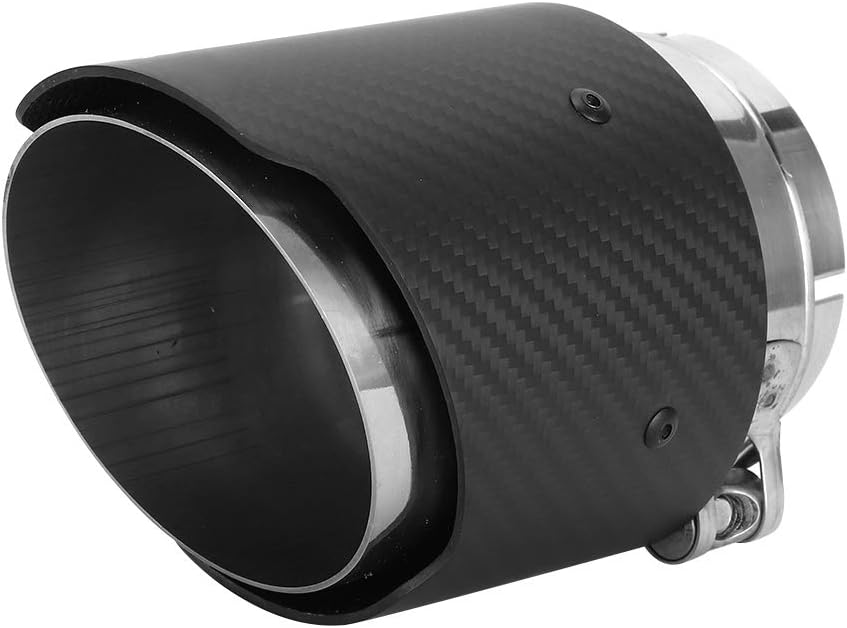 Exhaust Pipe bon Fiber 80mm Inlet 101mm Outlet Tail Throat Staight Sided Matte Tip Fit Carbon Staight sided for CX5 CX4 Mazda(Silver) auto