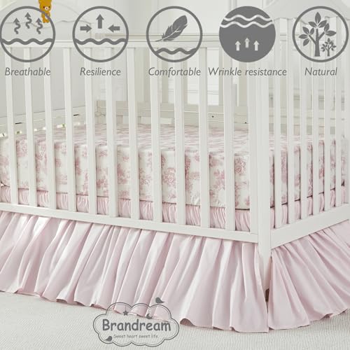 Image of Brandream Baby Crib Sheets for Girls Boys, Fitted Crib Sheet for Standard Crib and Toddler Mattress, Super Soft 100% Cotton Baby Sheet French Country Pink Toile Floral Print, Crib /Toddler