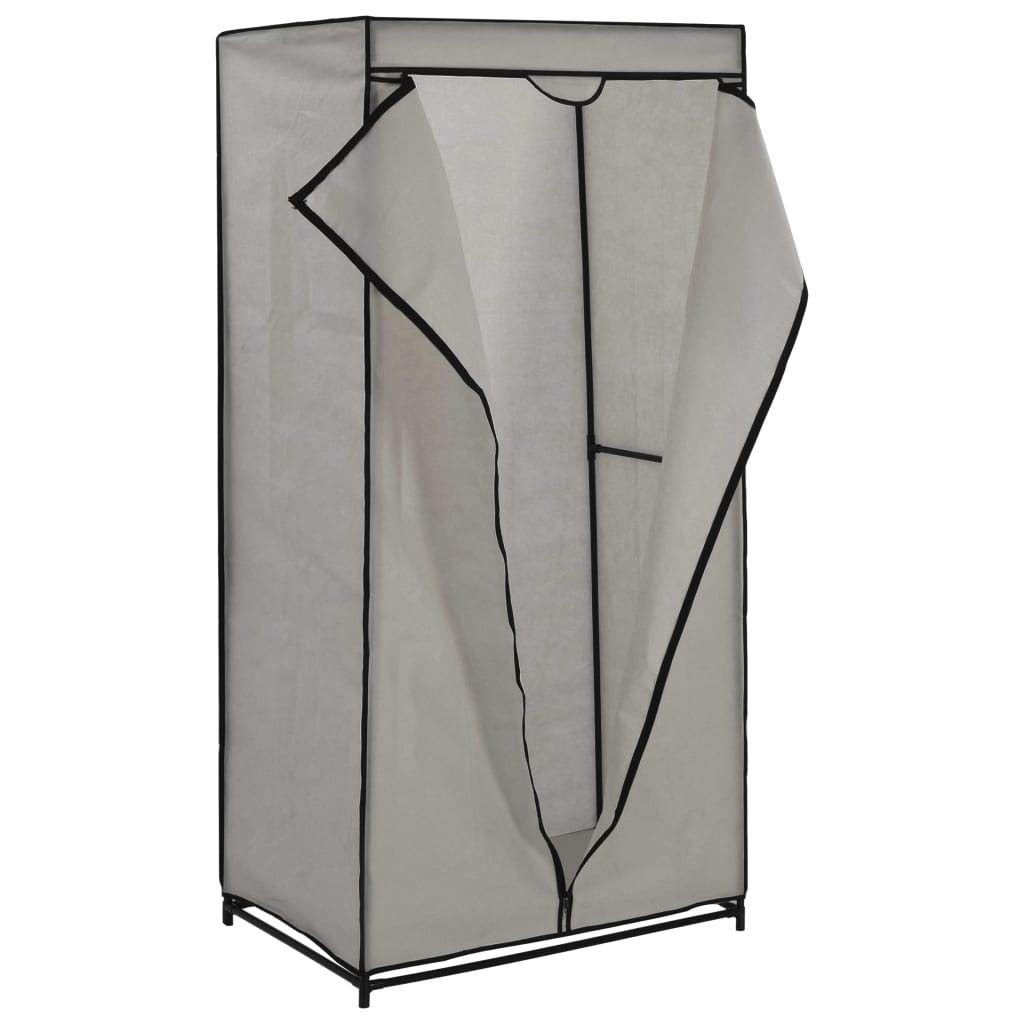 Kleiderschrank 2 Stück, grau, 75 x 50 x 160 cm, Kleiderschrank aus Stoff, zusammenklappbar mit Hängestange, Kleiderbügel, Regal für Taschen, Spielzeug, Schuhe, Wohnzimmer, Schlafzimmer