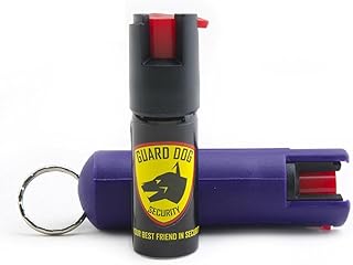 Guard Dog Security Hard Case Pepper Spray Keychain w/Belt Clip, Red Hot Self Defense Spray with UV Dye, Purple