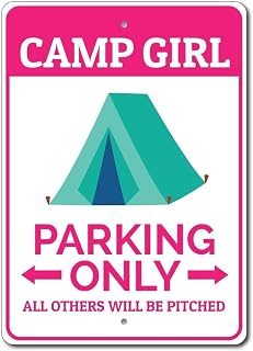 Camp Girl Summer Camp Parking Sign Girl Scout Metalwall Decor P Metal Sign 8x12 inches