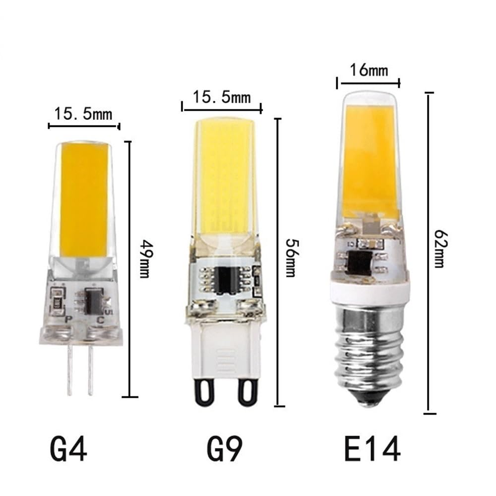 HHF Iluminación del hogar, Paquete de 20, lámpara LED COB AC220V G9/E14/G4 5W lámpara LED COB Gel de sílice 2508 Bombilla luz Blanca cálida(G9 220V Warm White)