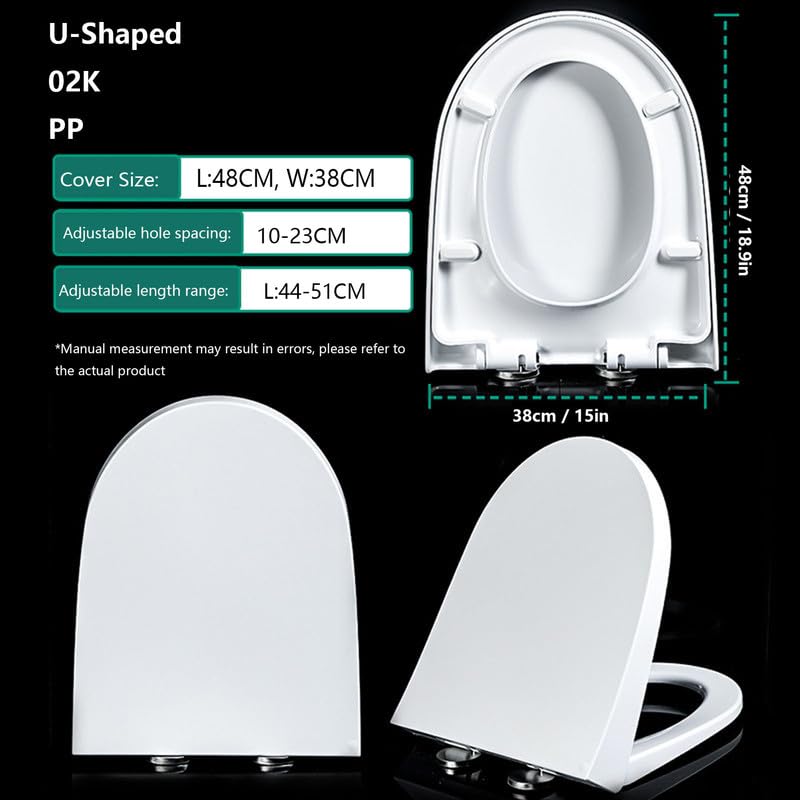 Soft Close Toilet Sedile a sgancio rapido & Facile Installare Il Coperchio Silenzioso Regolabile in Polipropilene (PP) Bianco 44x35cm - t per bagni Moderni