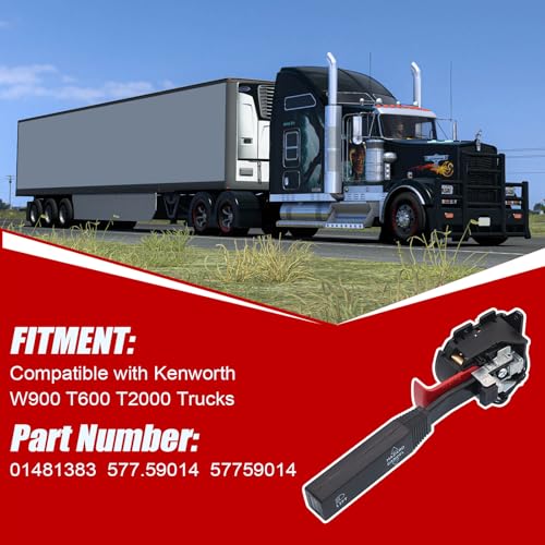Image of SecosAutoparts Turn Signal Switch Headlamp Switch Compatible with Kenworth W900 T600 T2000 Trucks # 01481383 577.59014 57759014