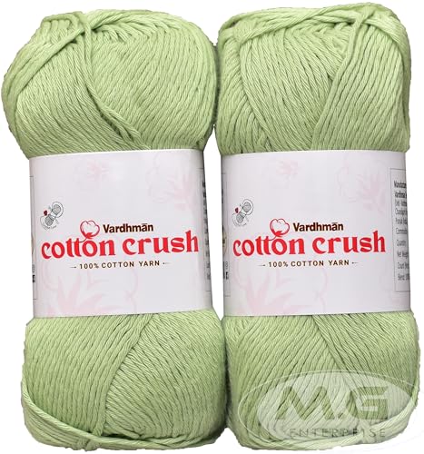 Image of M.G ENTERPRISE Cotton Crush 8-ply Apple Green 200 GMS 100% Cotton Ball Hand Knitting Cotton /Art Craft Soft Fingering Crochet Hook Yarn, Needle Knitting Yarn Thread Dyed-GR Art-AFCE