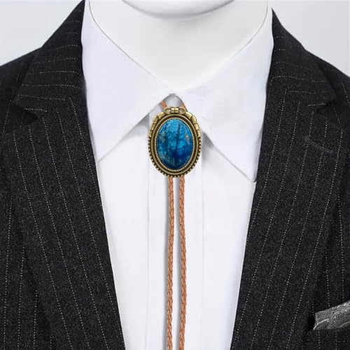 Image of GelConnie Native American Bolo Tie Rodeo Cowboy Leather Necktie Western Necklace Costume Accessories for Men,Women