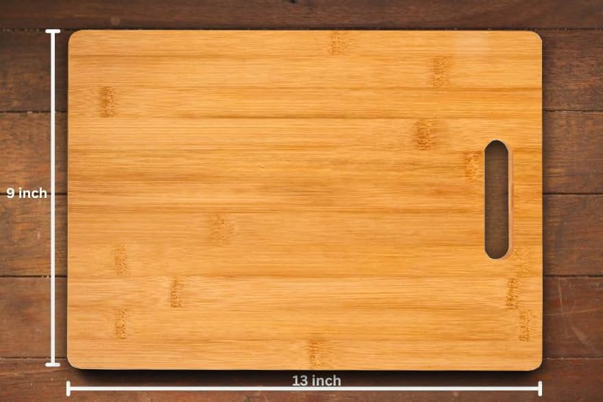 Image of Bamboo Cutting Board 32 x 22 cm for Kitchen | Wooden Chopping Board for Vegetables, Fruits & Meat | Eco-Friendly, Knife Friendly, Durable & Easy to Clean | Smooth Hygienic Surface