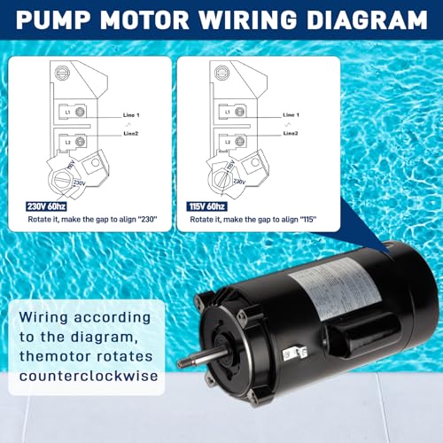 UST1202 2 HP Swimming Pool Pump Motor and Seal Kit Compatible with Hayward Super, Super II, Max Flow, Max-Flow pumps, Northstar, Jacuzzi Magnum Pump & 115/ 230V Round Flange Pool Pump Motor