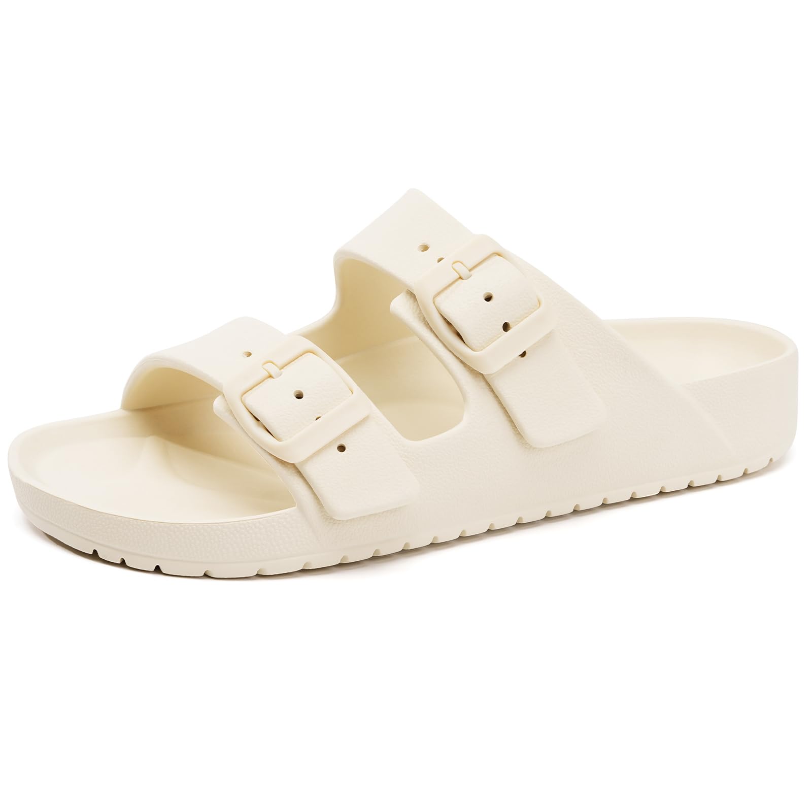 Womens Sandals with Arch Support Slip‑On Slides Adjustable Strap Rubber Soft Sole Waterproof Beach Sandals