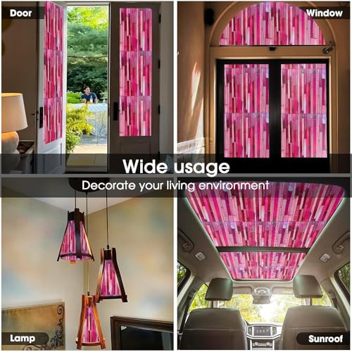 Vinilo adhesivo para ventana decorativo rosa moderno 15.7x118 in miniatura 5