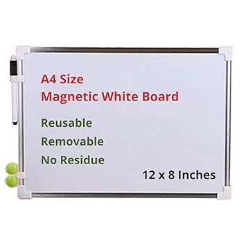 Houzeemart Magnetic Double Sided White Board with 2 Button Magnet & Dry Erase Marker Pen with inbuilt Duster to Write and Wipe Useful for Kids or for Home or for Shop Purpose.