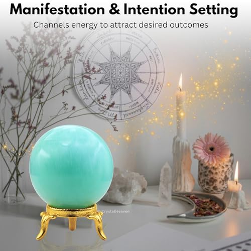 Image of Certified Amazonite Crystal Ball for Meditation - Premium Crystal Vastu Items for Home and Feng Shui Items for Good Luck - Ideal for Pooja Supplies and Spiritual Practices (2 inch Inch)