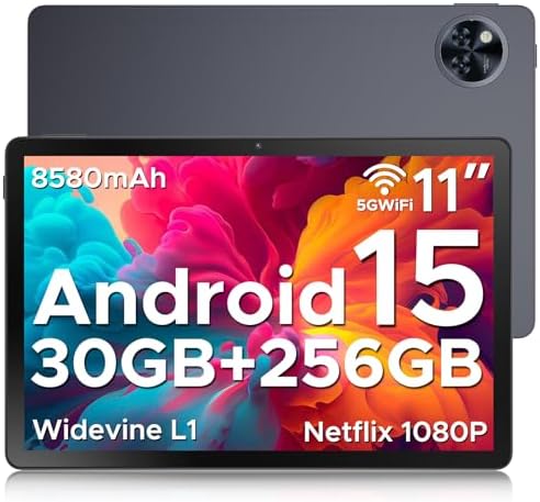 DOOGEE Tab E3 Android 15 Tablet 2025, 11 Inch Tablet, Octa-Core Helio G100, 32GB 256GB/2TB, 8800mAh Battery, 90Hz Screen, Gemini AI, Dual SIM/BT5.2/5G WiFi/GPS/Face ID, Gray
