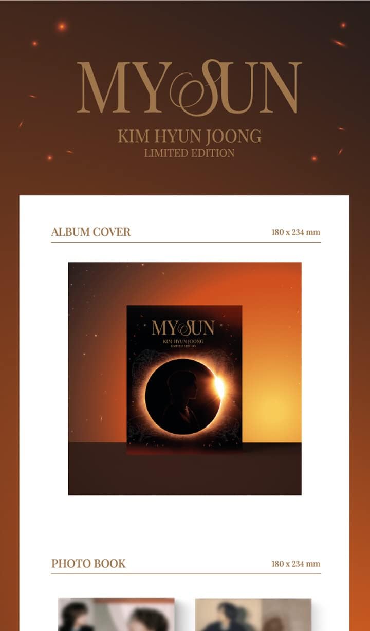 Kim HyunJoong My Sun Limited Edition Photobook+Photocard+Tracking Sealed