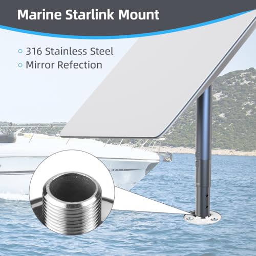 Image of Mounting Kit for Marine Yacht Ship RV, Pipe Mount Adapter, Pole Mount,Marine Antenna Mount for Starlink Internet Kit Satellite V2 (Mount KT 2)