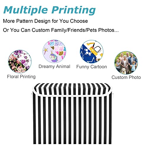 Cataku Black And White Striped Storage Bins With Lids Fabric Large Storage Container Cube Basket With Handle Decorative Storage Boxes For Organizing Clothes Shelves #TOP6