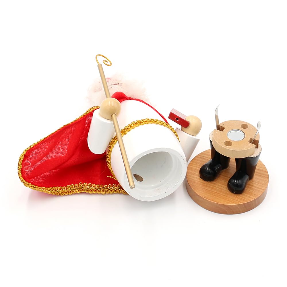 Dekohelden24 Holz Rauchfigur, Räucherfigur, Räuchermännchen, Räuchermann als St. Nikolaus mit Stab und Bibel in der Hand im roten Gewand, L/B/H 11 x 8 x 20 cm.