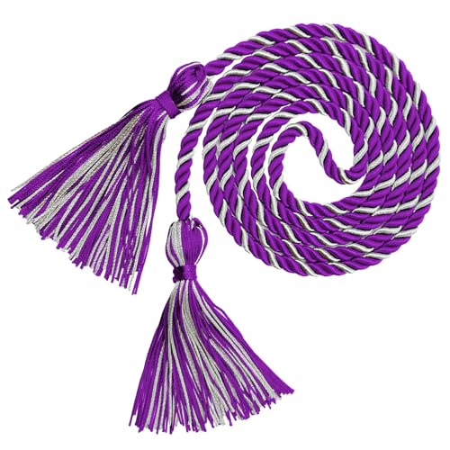 Image of Graduation Honor Cords Purple and Silver Graduation Cords with Tassels, 67 inch Long for Graduation Students