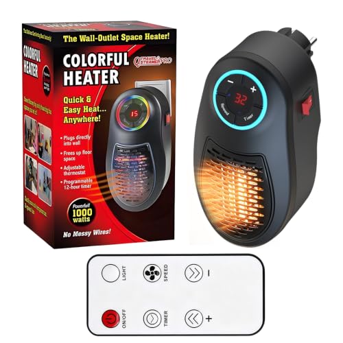 KQWVZ Stopcontacten ventilatorkachel, 500 W, keramische stopcontacten, ventilatorkachel, mini-ventilatorkachel, stopcontact met afstandsbediening, thermostaat 15°-32 °C, timer 1-12 uur, led-display