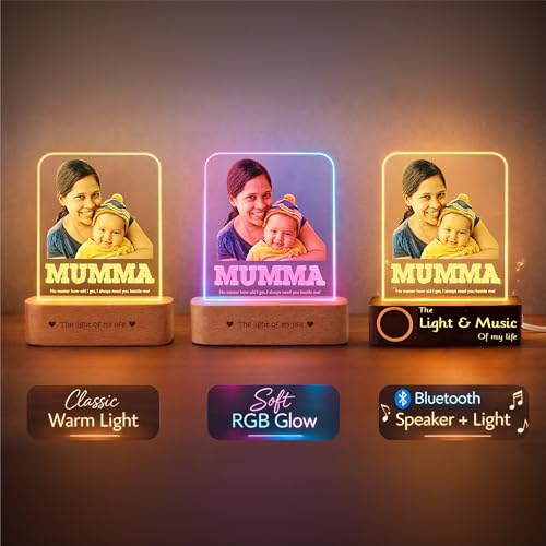Image of ZOCI VOCI Mothers Day Gifts - Customised Gift for Mom - Eternal Need Personalized Engraved Lamps, Unique & Creative Gifting Ideas for Mummy (Warm Light, Colorful HD UV Print)