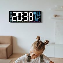 Large LED Digital Wall Clock with Temperature | Humidity Sensor Alarm Timer | Auto DST Big Display | Modern Indoor Clock for Office, Gym, Home | Multi Function Electronic Clock-P (Blue)