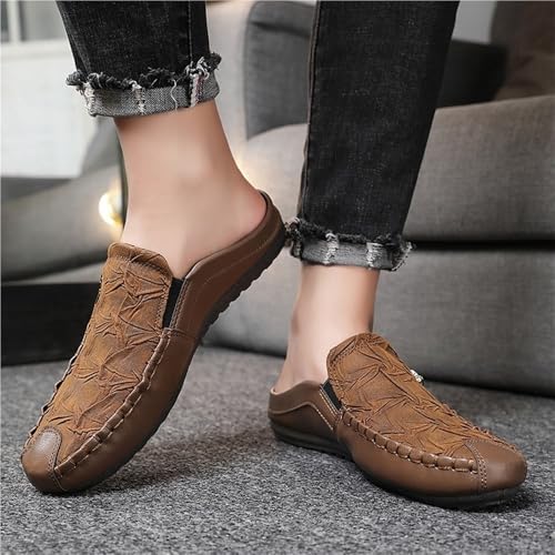 Mens Loafers Shoe Solid Color Stitching Details with Zipper Slippers Anti-Slip Lightweight Flat Heel Party Slip-on4