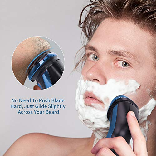 ELEHOT Electric Razor for Men, Rotary Electric Shaver with Pop-up Beard Trimmer, Digital Display, Rechargeable Cordless (Blue) - Thumbnail 6