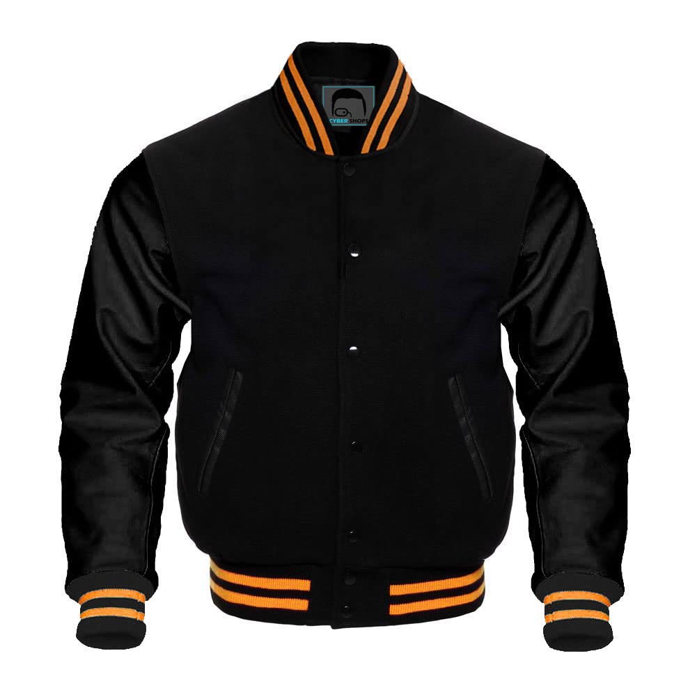 Men's Genuine Cowhide Leather Sleeves with Wool Body Letterman, Bomber, Varsity Jacket