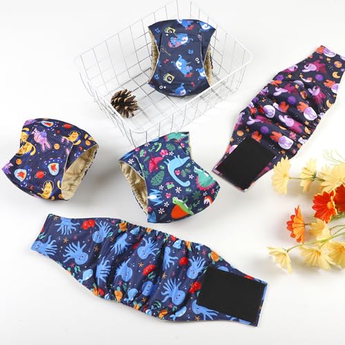 Image of 5 Pack Dog Diapers Male Reusable, Premium Belly Bands for Male Dogs, High Absorbing Male Dog Pee Wraps for Doggie in Incontinence or Excitable Urination and Training,Rabbit,XXL