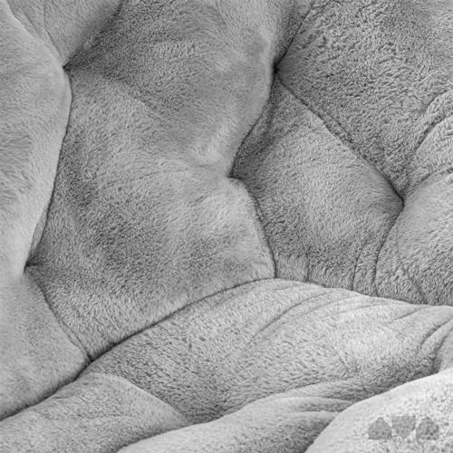 image for Milliard Saucer Chair for Adults, Teens & Kids, Light Grey, Faux Fur X