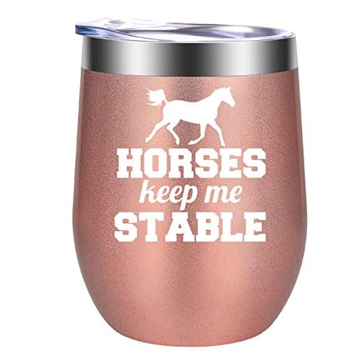 Horse Gifts for Women - Equestrian Gifts, Cowgirl Gifts - Horses Keep Me Stable - Horse Lover Gifts, Horse Owner Gifts - Horse Related Gifts - Horse Mothers Day, Birthday Gifts - GSPY Wine Tumbler Cup