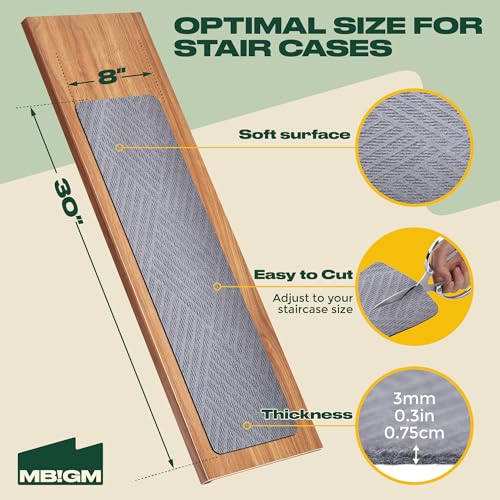 MBIGM 8 X 30inches, 15 in Pack, Non-Slip Carpet Stair Treads Non-Skid Safety Rug Slip Resistant Indoor Runner for Kids Elders and Pets with Reusable Adhesive, Light Gray Weave - Thumbnail 2