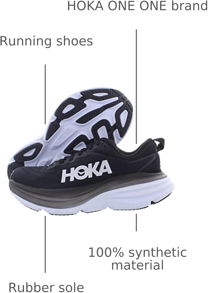 HOKA ONE ONE W BONDI 8 7B 24センチ Amazon.com | Hoka Women's Bondi 8 Sneaker, Black/White, 6.5
