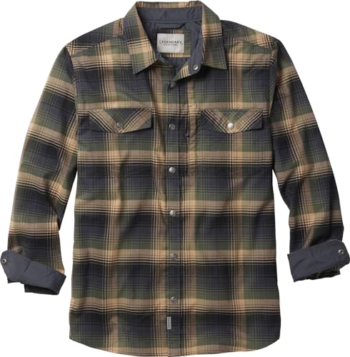 Legendary Whitetails Mens Performance Stretch Plaid Flannel Long Sleeve Snap Down Shirt Moisture Wicking Quick Dry