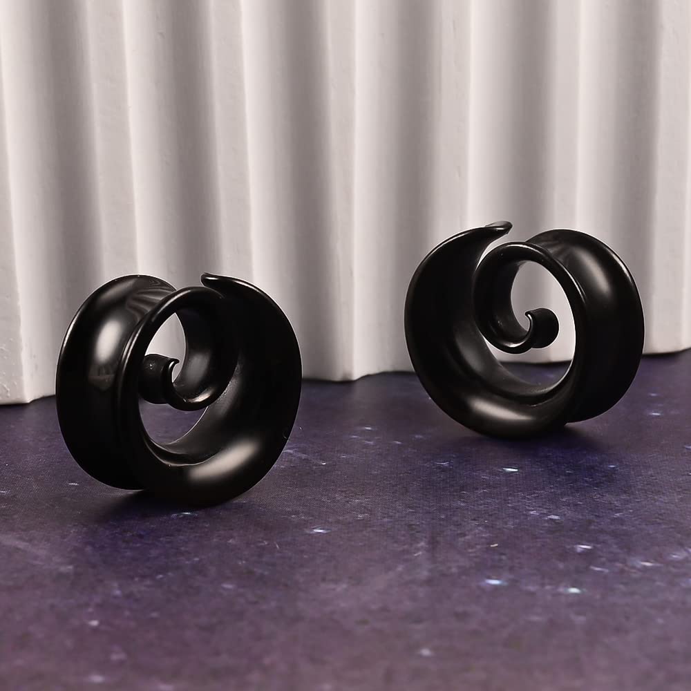 Vankula Ohr Flesh Tunnel Saddles Plug Spirale Edelstahl für Gestreckte Expander Ohrpiercing 8mm bis 25mm