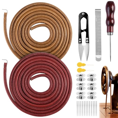 2 PCS Treadle Sewing Machine Belt, 72 Inch 3/16' Replacement Leather...