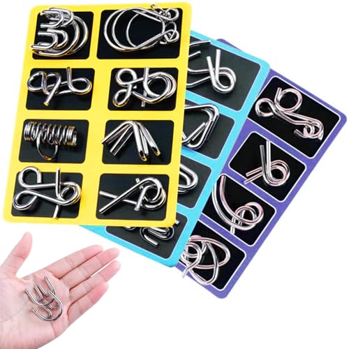 JYSNOW 24 peças de quebra-cabeças de metal, jogos de engenho para adultos, IQ inteligência brinquedo educativo, brinquedos mágicos de fio de metal Set, para adultos e crianças brinquedos