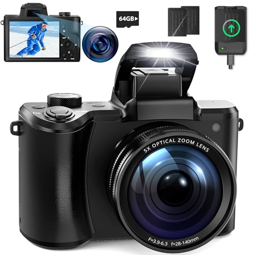 5K Digital Camera for Photography, 64GB Card(Black)