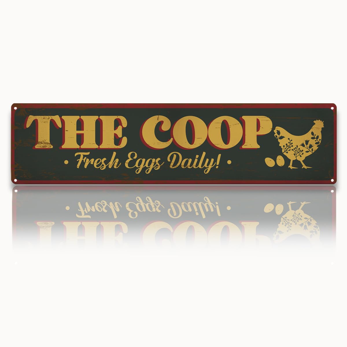 Peiyeety A010 Vintage Metal Tin Sign The Coop Fresh Eggs Daily Retro Street Sign, Rustic Wall Decor For Home, Chicken Coop, Man Cave, Garage, Kitchen, Office, Farmhouse, Patio, Garden, Porch, 4 * 16 Inch