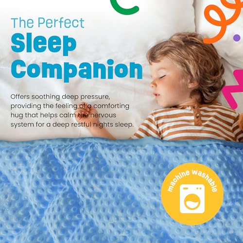 5lb Child's Weighted Blanket - Kids Weighted Blanket 5 Pounds (36" x 48") - Cute Dotted Texture Sensory Blanket - 5 lbs Weight Blanket for Kids Ages 4 to 7 - Machine Washable, Travel Friendly (Blue) - Image 6
