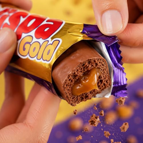 Image of CADBURY - Wispa Gold Chocolate Bar (3 x 48g) By COUGAR | Aerated Milk Chocolate Filled With Smooth Golden Caramel Center | Light Bubbly Sweet Snack Treat For Tea Time - (Imported-UK)