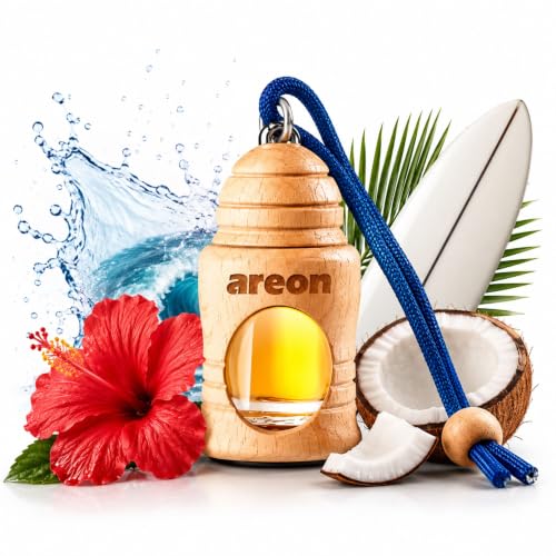 Image of AREON Fresco Premium Hanging Car Air Freshener, Hawaii, Pack of 1 | Premium Wooden Hanging Car Air Freshener with an Elegant, Compact Design. Suitable for Use in Cars, Suvs, Vans, and Trucks.