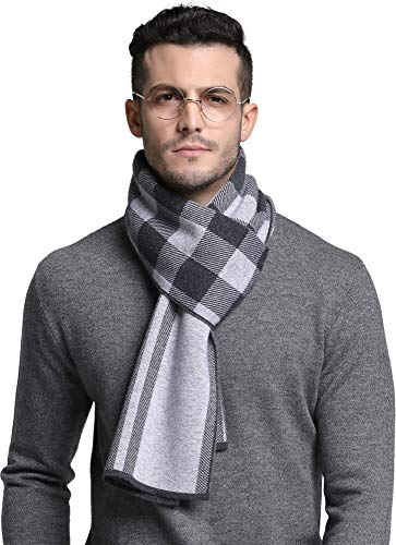 Preisvergleich Produktbild RIONA Herren Australian Merino Wolle Plaid Strickschal - Weiche Warme Gentleman Krawatten einheitsgröße 9640_liGrau