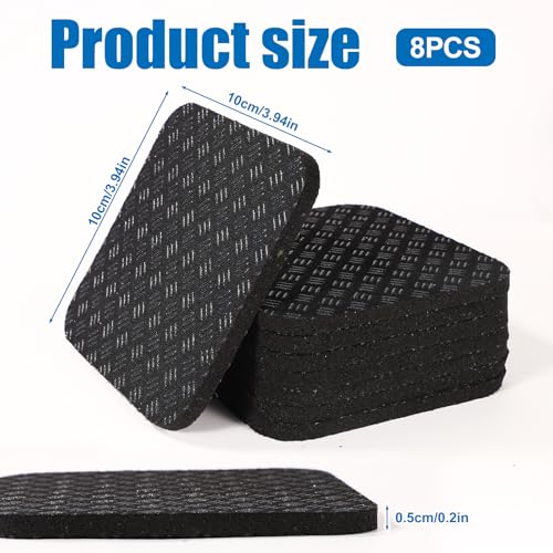 8pcs Treadmill Walking Mat Pad, 4"×4"×0.2" Non-Slip Silicone Noise Reduction Workout Mat, Multipurpose Anti-Vibration Pad for Exercise Bike Equipment, Hardwood Carpet Floor Protection Gym Accessories - Image 3