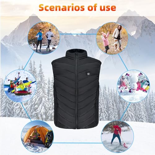 Beheizbare Weste,Beheizte Weste Damen/Herren,Winter Warm Draussen USB Aufladung Elektrische Heizweste Beheizbare Weste mit 9 Heizzonen,Beheizte Weste für Outdoor Motorrad Radfahren (M, Schwarz)